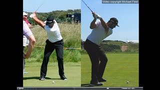 Jon Rahm golf swing  Long Iron faceon amp downtheline July 2017 [upl. by Almat]