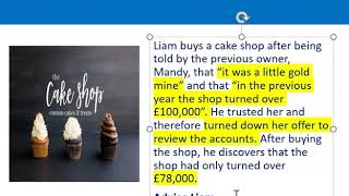 How to apply misrepresentation Liam cupcake scenario [upl. by Puglia]