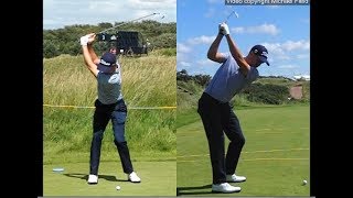 Justin Thomas golf swing  Long Iron faceon amp downtheline July 2017 [upl. by Nivlem423]